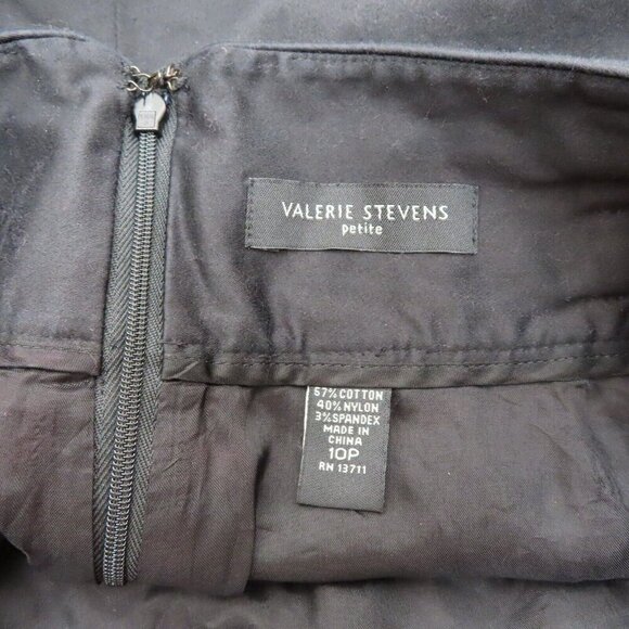 Valerie Stevens 10P Petite 10 Double Skinny Belt Black Pencil Straight Skirt - Picture 6 of 9